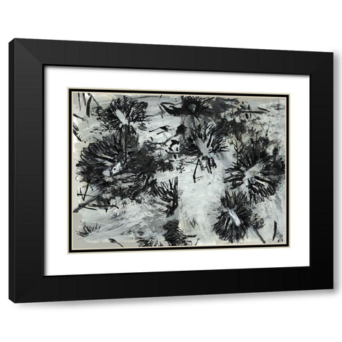 Black And White Chinois II Black Modern Wood Framed Art Print with Double Matting by Cartissi