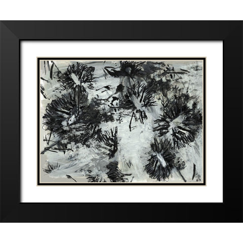 Black And White Chinois II Black Modern Wood Framed Art Print with Double Matting by Cartissi