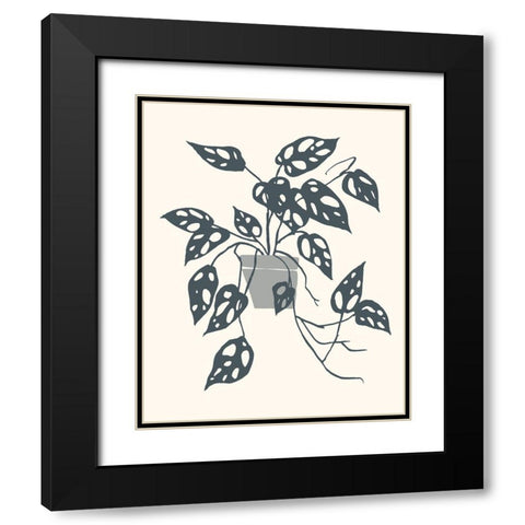 Growing Leaves I Black Modern Wood Framed Art Print with Double Matting by Wang, Melissa