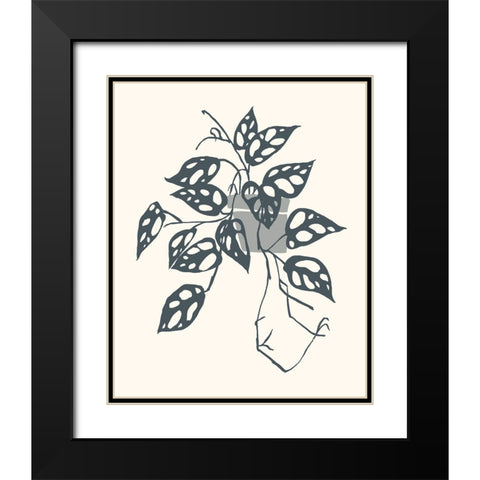 Growing Leaves III Black Modern Wood Framed Art Print with Double Matting by Wang, Melissa