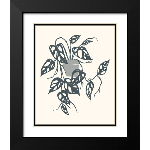 Growing Leaves VI Black Modern Wood Framed Art Print with Double Matting by Wang, Melissa