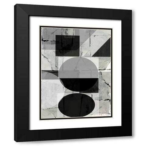 Abstract Neutrality II Black Modern Wood Framed Art Print with Double Matting by Cartissi
