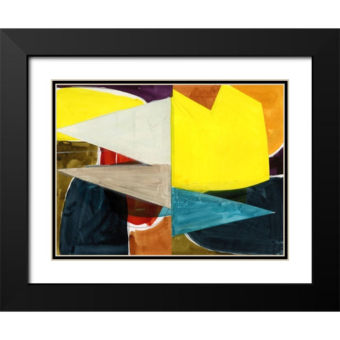 Jigsaw 1 Black Modern Wood Framed Art Print with Double Matting by Cartissi