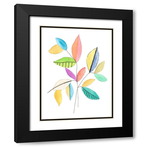 Color Pop Leaves I Black Modern Wood Framed Art Print with Double Matting by Legner, Gayle Martin
