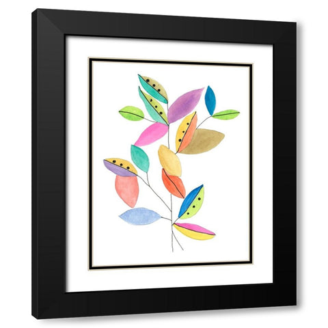 Color Pop Leaves II Black Modern Wood Framed Art Print with Double Matting by Legner, Gayle Martin