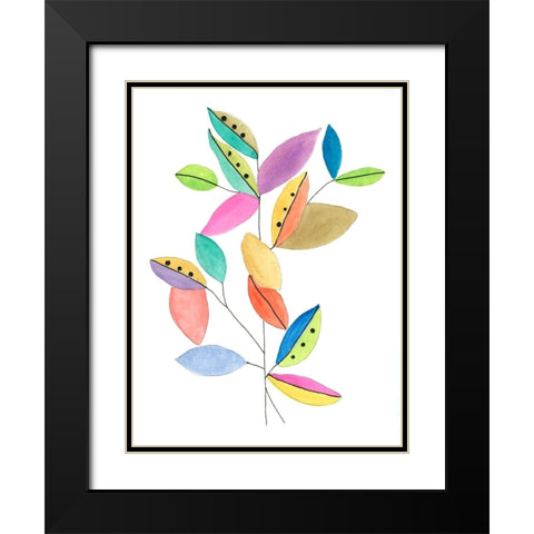 Color Pop Leaves II Black Modern Wood Framed Art Print with Double Matting by Legner, Gayle Martin