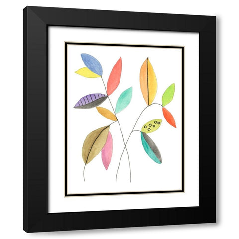 Color Pop Leaves IV Black Modern Wood Framed Art Print with Double Matting by Legner, Gayle Martin