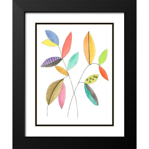 Color Pop Leaves IV Black Modern Wood Framed Art Print with Double Matting by Legner, Gayle Martin