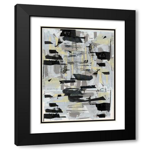Tiles And Texture Abstract Angles III Black Modern Wood Framed Art Print with Double Matting by Cartissi