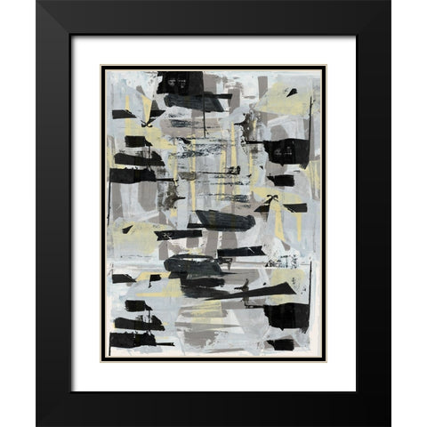 Tiles And Texture Abstract Angles III Black Modern Wood Framed Art Print with Double Matting by Cartissi