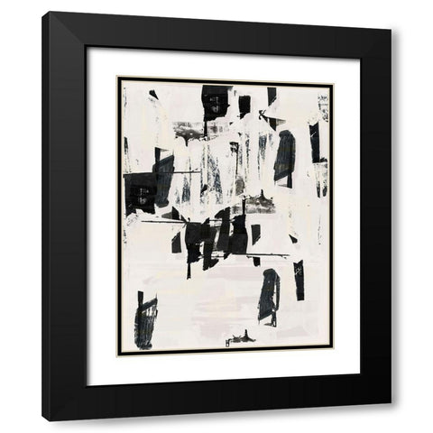 Tiles And Texture Abstract Angles V Black Modern Wood Framed Art Print with Double Matting by Cartissi