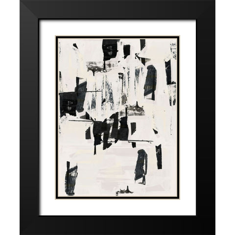 Tiles And Texture Abstract Angles V Black Modern Wood Framed Art Print with Double Matting by Cartissi