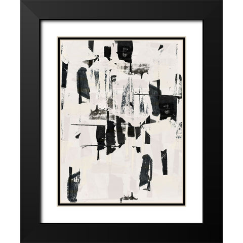 Tiles And Texture Abstract Angles VI Black Modern Wood Framed Art Print with Double Matting by Cartissi