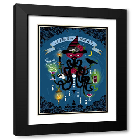 Spooky Cephalopod Chandeliers I Black Modern Wood Framed Art Print with Double Matting by Marr, Laura