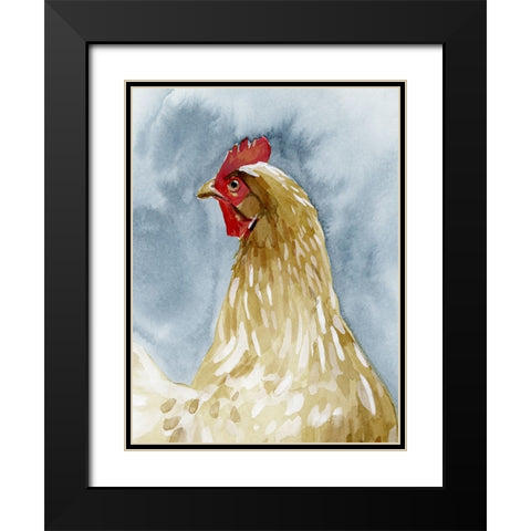 Chicken Portrait I Black Modern Wood Framed Art Print with Double Matting by Caroline, Emma