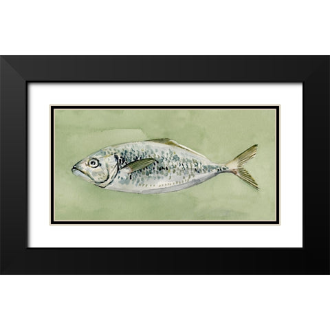 Green Sea Swimmer II Black Modern Wood Framed Art Print with Double Matting by Caroline, Emma