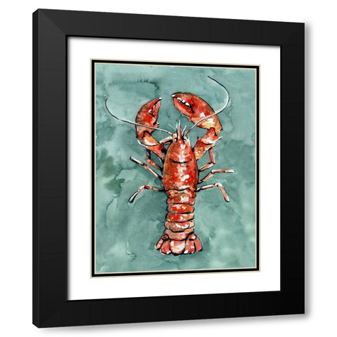 Aquatic Lobster I Black Modern Wood Framed Art Print with Double Matting by Caroline, Emma