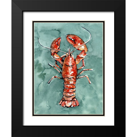 Aquatic Lobster I Black Modern Wood Framed Art Print with Double Matting by Caroline, Emma