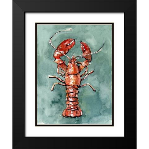 Aquatic Lobster II Black Modern Wood Framed Art Print with Double Matting by Caroline, Emma