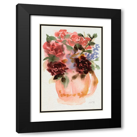 Mauve Bouquet in Teapot I Black Modern Wood Framed Art Print with Double Matting by Zwara, Ania