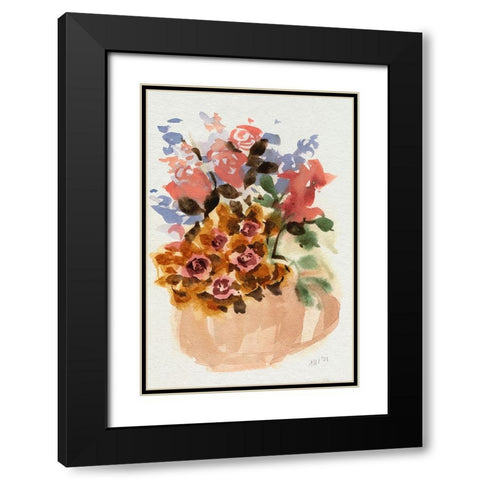 Mauve Bouquet in Teapot II Black Modern Wood Framed Art Print with Double Matting by Zwara, Ania