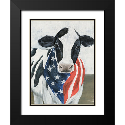 American Cow II Black Modern Wood Framed Art Print with Double Matting by Warren, Annie