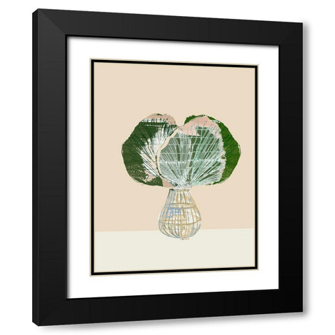 Woven Tropical Leaf I Black Modern Wood Framed Art Print with Double Matting by Cartissi
