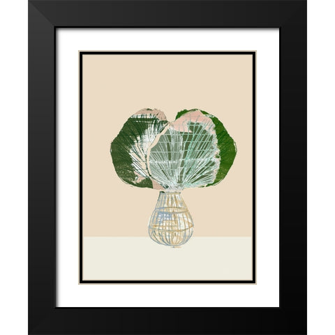Woven Tropical Leaf I Black Modern Wood Framed Art Print with Double Matting by Cartissi