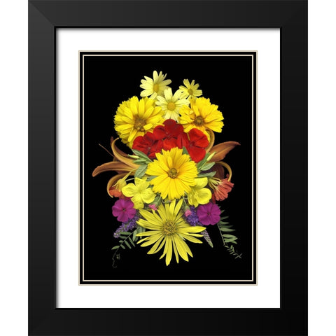 Flower Drama V Black Modern Wood Framed Art Print with Double Matting by Stalus, Judy