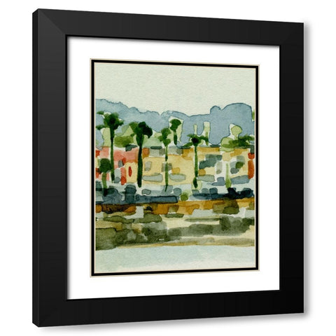 Beach Town I Black Modern Wood Framed Art Print with Double Matting by Caroline, Emma
