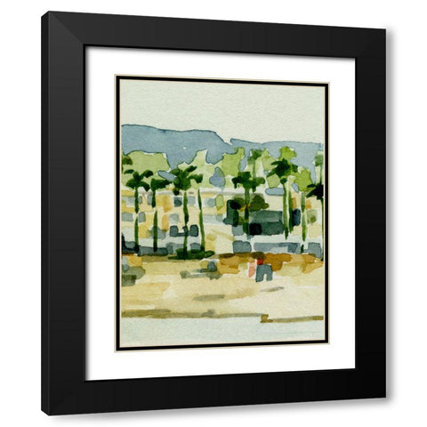Beach Town II Black Modern Wood Framed Art Print with Double Matting by Caroline, Emma