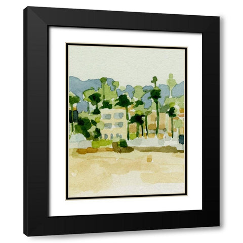 Beach Town III Black Modern Wood Framed Art Print with Double Matting by Caroline, Emma