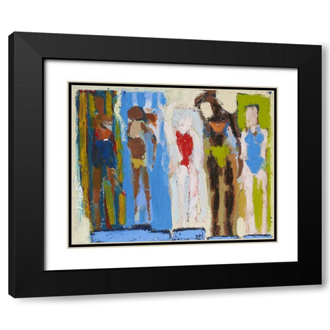 Beach Sunbathers I Black Modern Wood Framed Art Print with Double Matting by Ferrell, Erin McGee