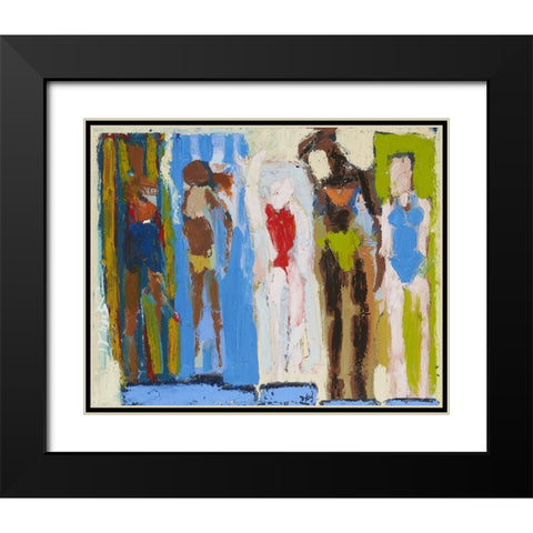 Beach Sunbathers I Black Modern Wood Framed Art Print with Double Matting by Ferrell, Erin McGee