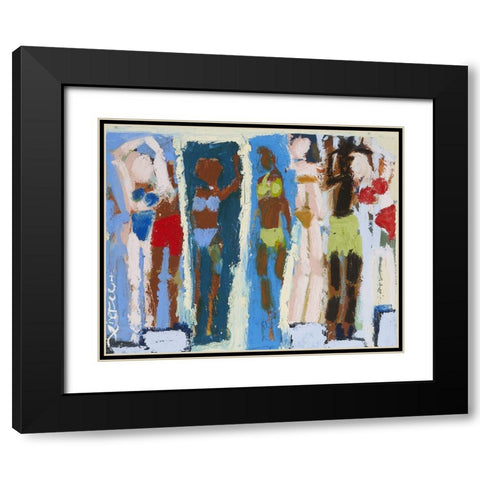 Beach Sunbathers II Black Modern Wood Framed Art Print with Double Matting by Ferrell, Erin McGee