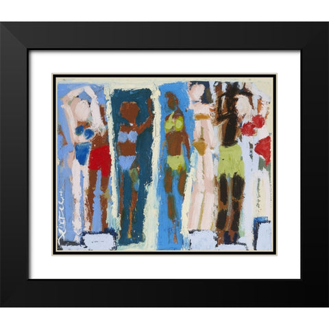 Beach Sunbathers II Black Modern Wood Framed Art Print with Double Matting by Ferrell, Erin McGee