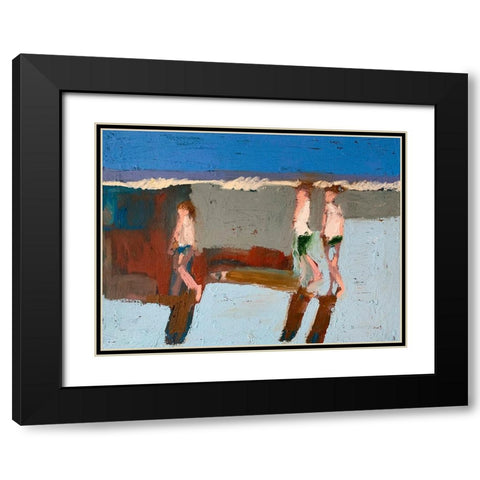 Beach Walkers I Black Modern Wood Framed Art Print with Double Matting by Ferrell, Erin McGee