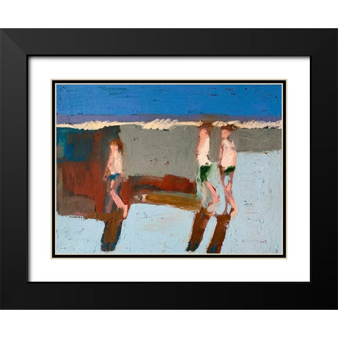 Beach Walkers I Black Modern Wood Framed Art Print with Double Matting by Ferrell, Erin McGee