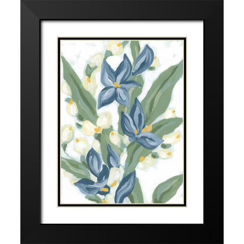 Blue Nettle II Black Modern Wood Framed Art Print with Double Matting by Vess, June Erica
