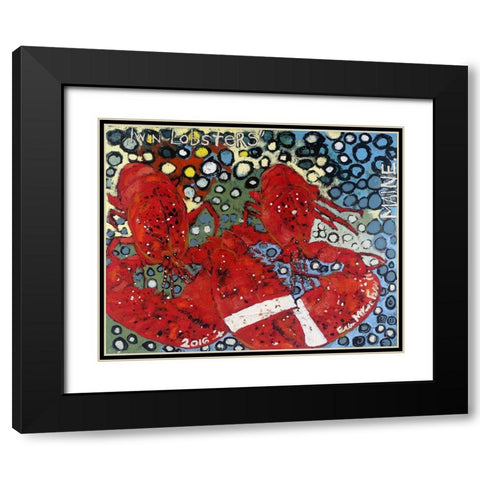 Twin Lobsters I Black Modern Wood Framed Art Print with Double Matting by Ferrell, Erin McGee