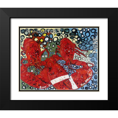 Twin Lobsters I Black Modern Wood Framed Art Print with Double Matting by Ferrell, Erin McGee