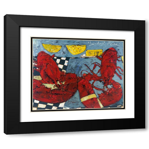 Twin Lobsters II Black Modern Wood Framed Art Print with Double Matting by Ferrell, Erin McGee