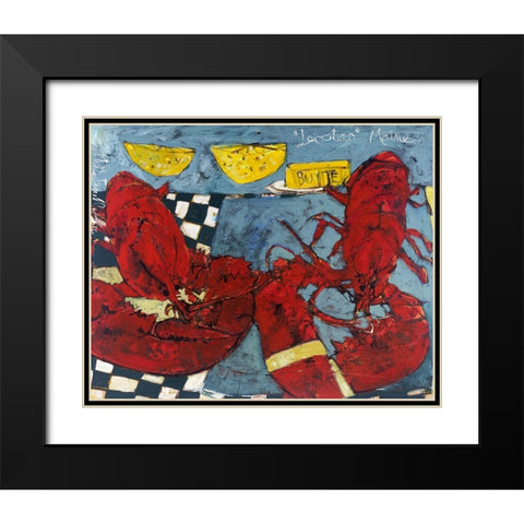 Twin Lobsters II Black Modern Wood Framed Art Print with Double Matting by Ferrell, Erin McGee