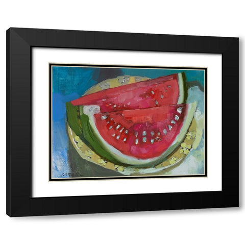 Watermelon V Black Modern Wood Framed Art Print with Double Matting by Ferrell, Erin McGee