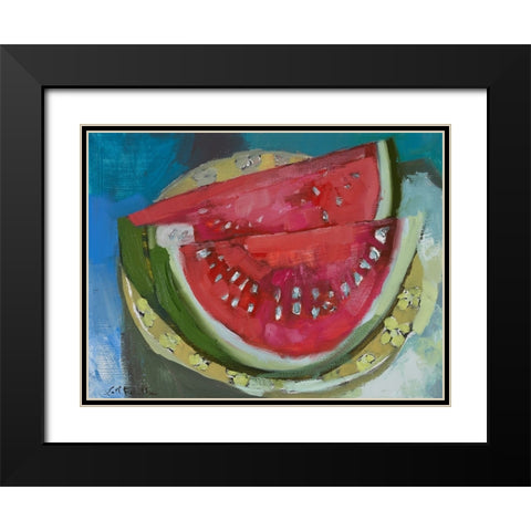 Watermelon V Black Modern Wood Framed Art Print with Double Matting by Ferrell, Erin McGee