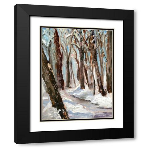 Woods in Winter Black Modern Wood Framed Art Print with Double Matting by Iafrate, Sandra