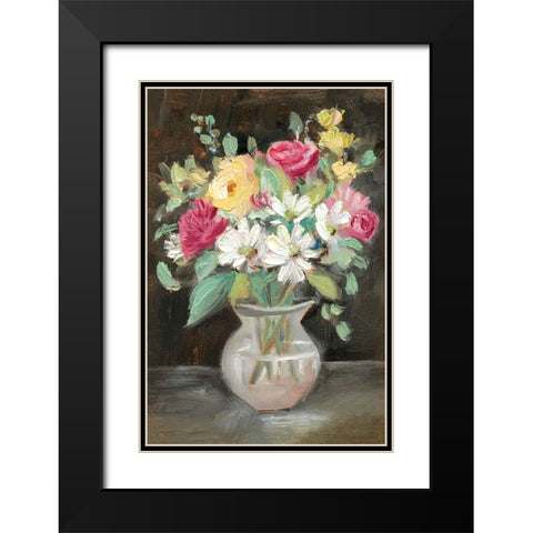 Pink Floral Bouquet Black Modern Wood Framed Art Print with Double Matting by Iafrate, Sandra