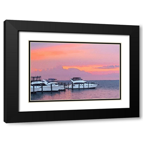 Pines Harbor Pink Black Modern Wood Framed Art Print with Double Matting by Pica, Jeff