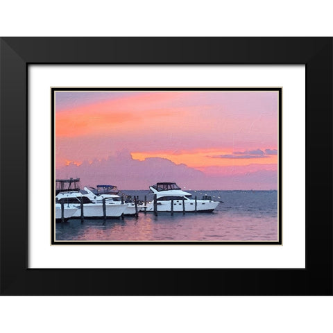 Pines Harbor Pink Black Modern Wood Framed Art Print with Double Matting by Pica, Jeff