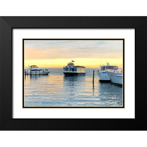 Pines Harbor Yellow Black Modern Wood Framed Art Print with Double Matting by Pica, Jeff